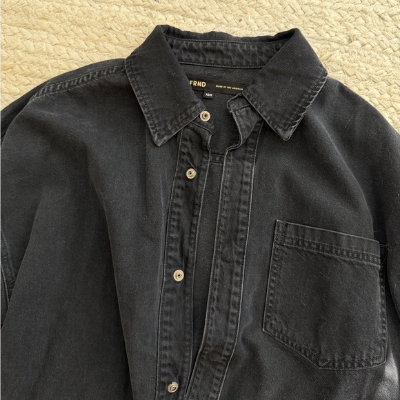 Revolve GRLFRND Valeria Denim Oversized Button Shirt Arcata Washed Black XS/S - Picture 4 of 8